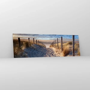 Schilderen op glas - Het geluid van de zee, het zingen van vogels, een wild strand tussen het gras... - 160x50 cm