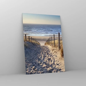 Schilderen op glas - Het geluid van de zee, het zingen van vogels, een wild strand tussen het gras... - 50x70 cm