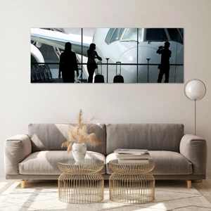 Schilderen op glas - Vis a vis op de luchthaven - 140x50 cm