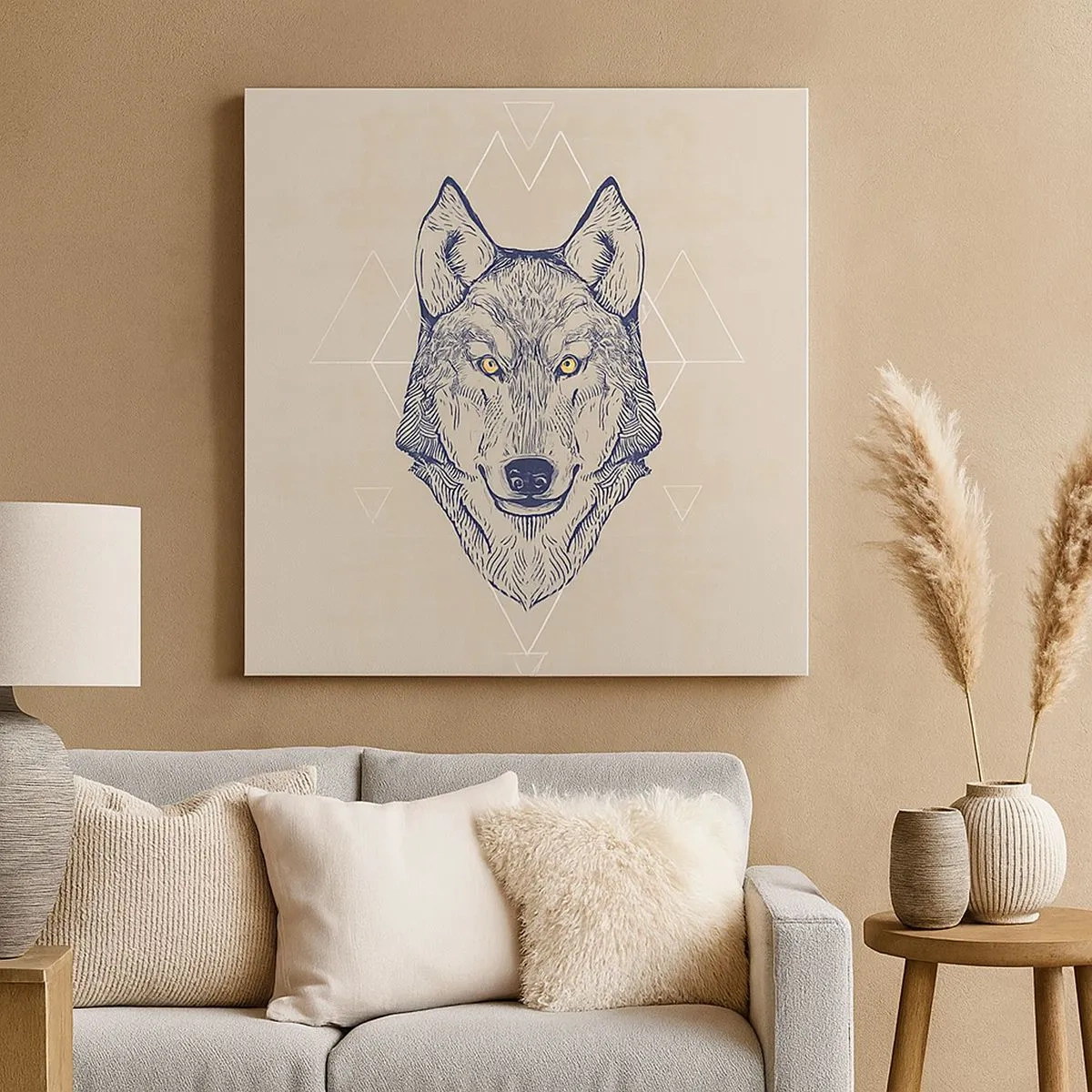 Schilderen op canvas - Een alfa met een indringende blik - 30x30 cm