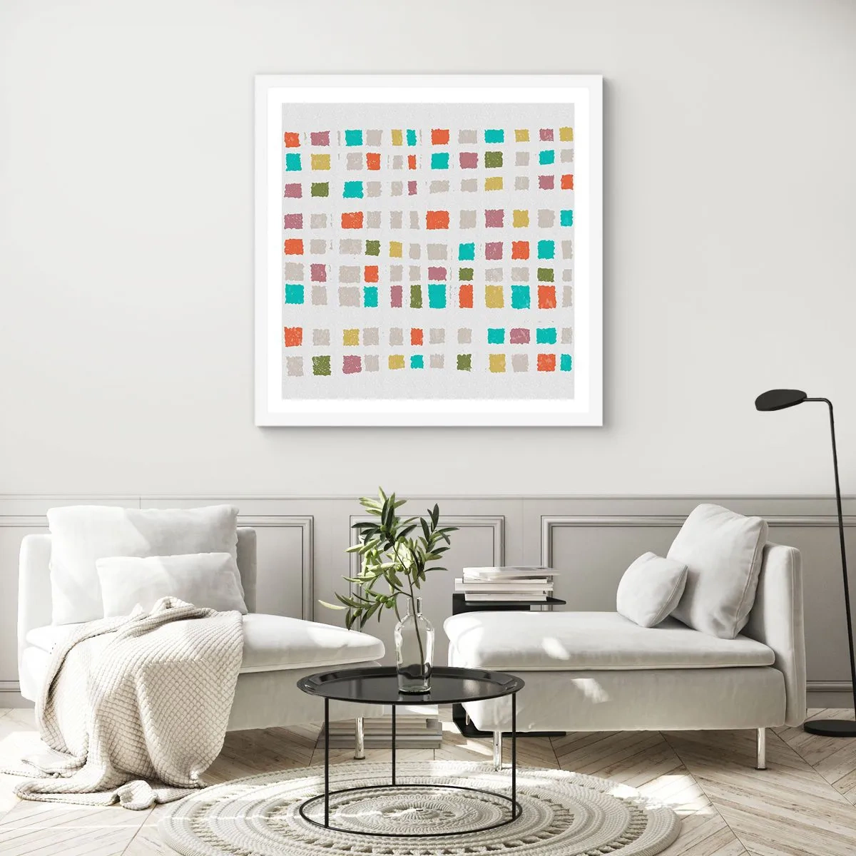 Poster in een witte lijst - Onbekend spel - 50x50 cm