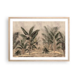 Een poster in een licht eiken lijst - Een gravure in koloniale stijl - 70x50 cm