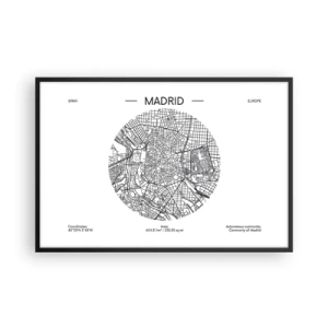 Poster in een zwarte lijst - Anatomie van Madrid - 91x61 cm