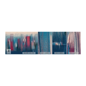 Fotobehang Monster Zelfklevend Deluxe Sticker - Verticale compositie in blauw en rood - Deel, Abstractie, Verf - 100x30 cm