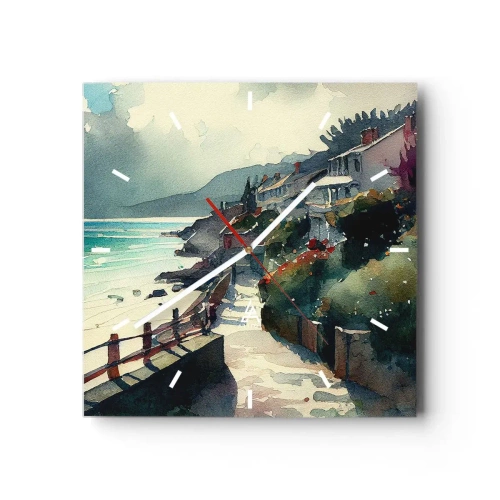 Wandklok - Klok - Mediterrane stad - 30x30 cm