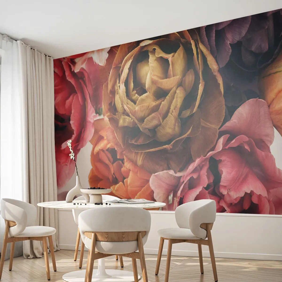 Zelfklevend Fotobehang Deluxe Sticker - Een viering van het leven - Boeket bloemen, Bloemen, Pioen - 150x105 cm