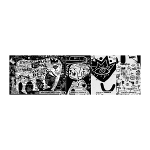 Fotobehang Monster Premium Canvas - Rijke straatwereld - Graffiti, Deel, Grafisch - 100x30 cm