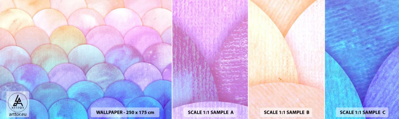 Fotobehang Staaltje Standard Eco - Parel schaal - Pastel, Bubbels, Schubben - 100x30 cm