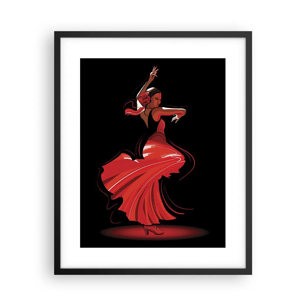 Poster in een zwarte lijst - De vurige geest van flamenco - 40x50 cm