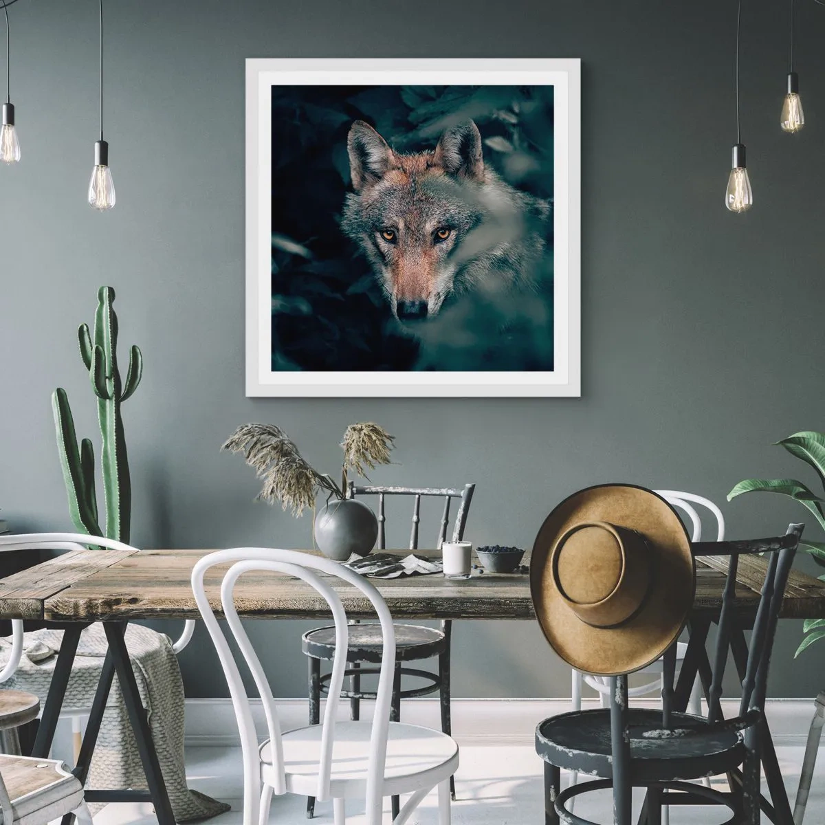 Poster in een witte lijst - Jager - 30x30 cm