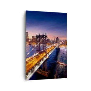 Schilderen op canvas - Een stralende brug naar het hart van de stad - 80x120 cm