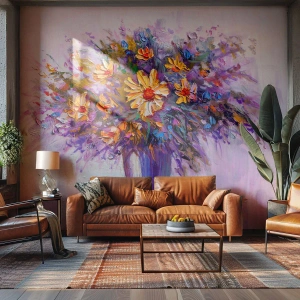 Zelfklevend Fotobehang Deluxe Sticker - Het ruikt zoet, ziet er zoet uit - Bloemen in een vaas, Deel, Boeket bloemen - 300x210 cm