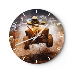 Wandklok - Klok - Een quad in beweging op een modderig parcours, dynamisch off-road rijden - 30x30cm - No risk no fun - Moderne wanddecoratie voor woonkamer, keuken en slaapkamer ARTTOR