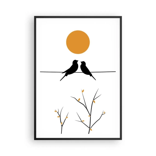 Poster in een zwarte lijst - Nachtegalen avond - 70x100 cm