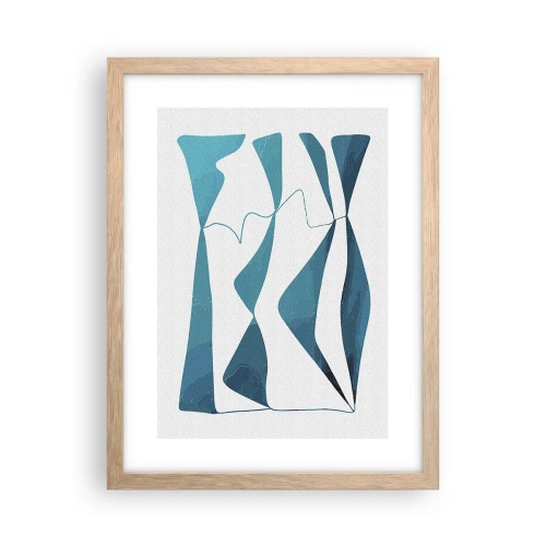Een poster in een licht eiken lijst - Abstractie: turquoise verbinding - 30x40 cm