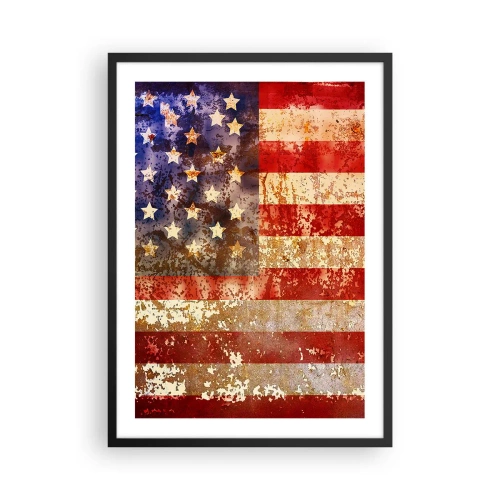 Poster in een zwarte lijst - Vintage Amerikaanse vlag met een verouderd effect - 50x70cm - Glorie vervaagt niet - Moderne wanddecoratie voor woonkamer en slaapkamer ARTTOR
