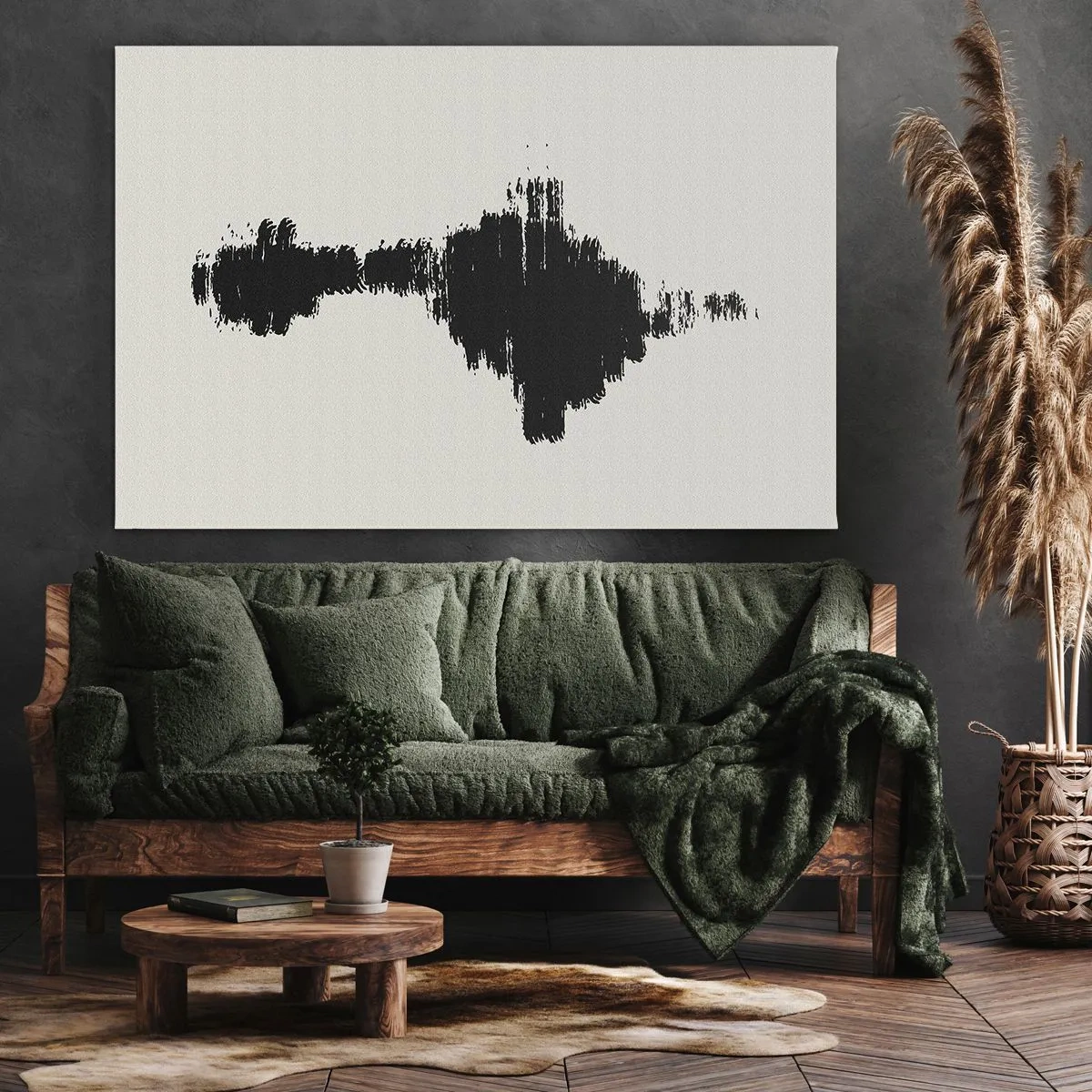 Schilderen op canvas - Een abstract motief dat lijkt op een geluidsgolf, in minimalistische stijl. - 70x50cm - Trillingen van verbeelding - Moderne wanddecoratie voor woonkamer en slaapkamer ARTTOR