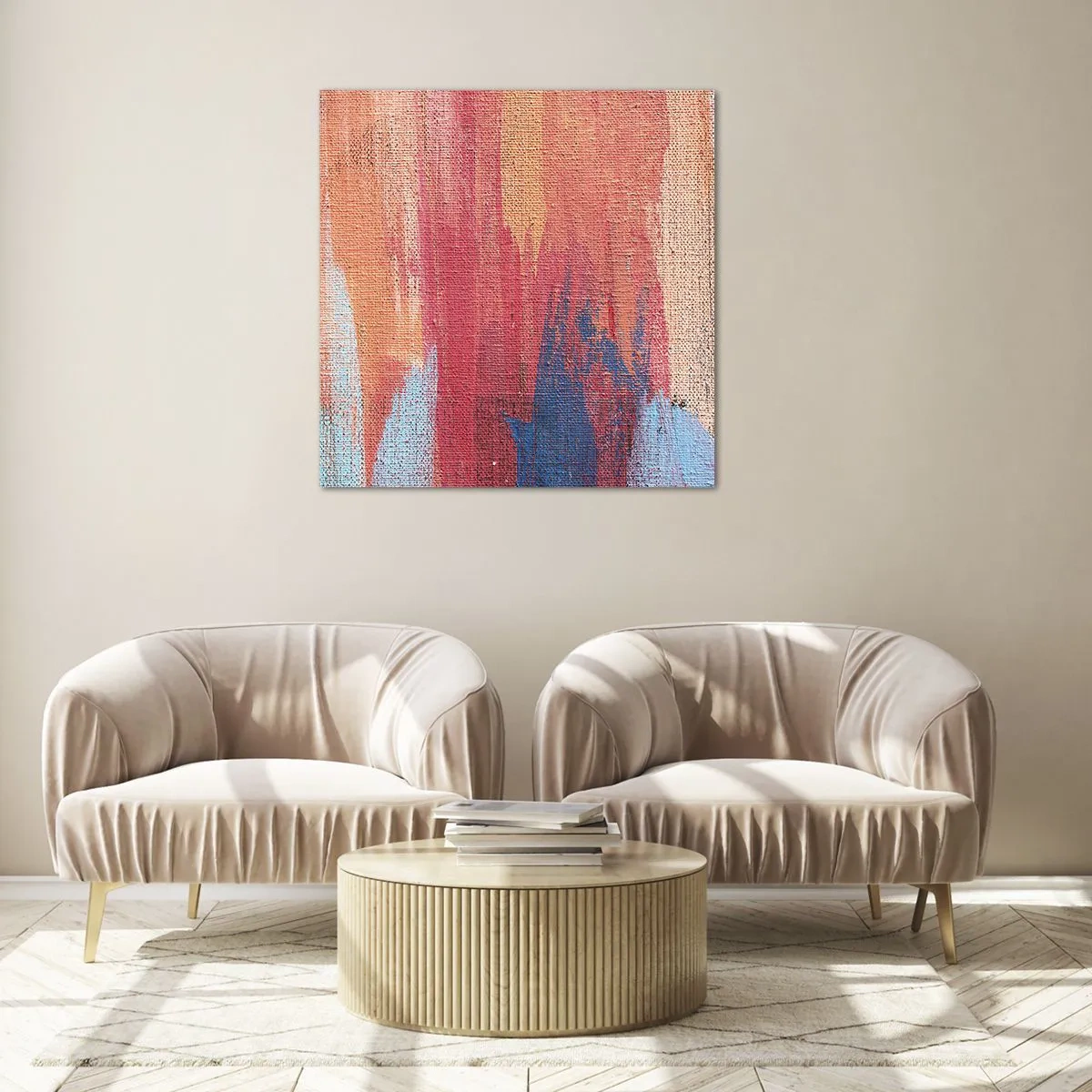 Schilderen op glas - Ren door de regenboog - 70x70 cm