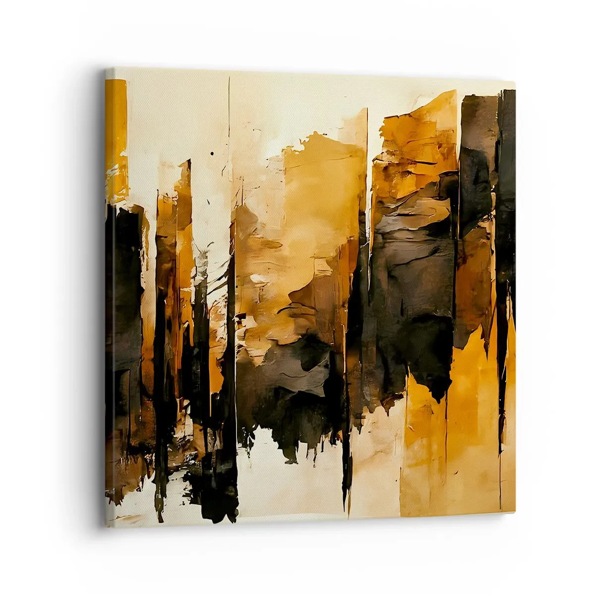 Schilderen op canvas - Harmonie van zwart en goud - 30x30 cm
