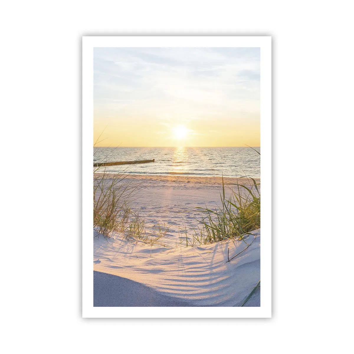 Poster - Het geluid van de zee, het zingen van vogels, een wild strand tussen het gras... - 61x91 cm