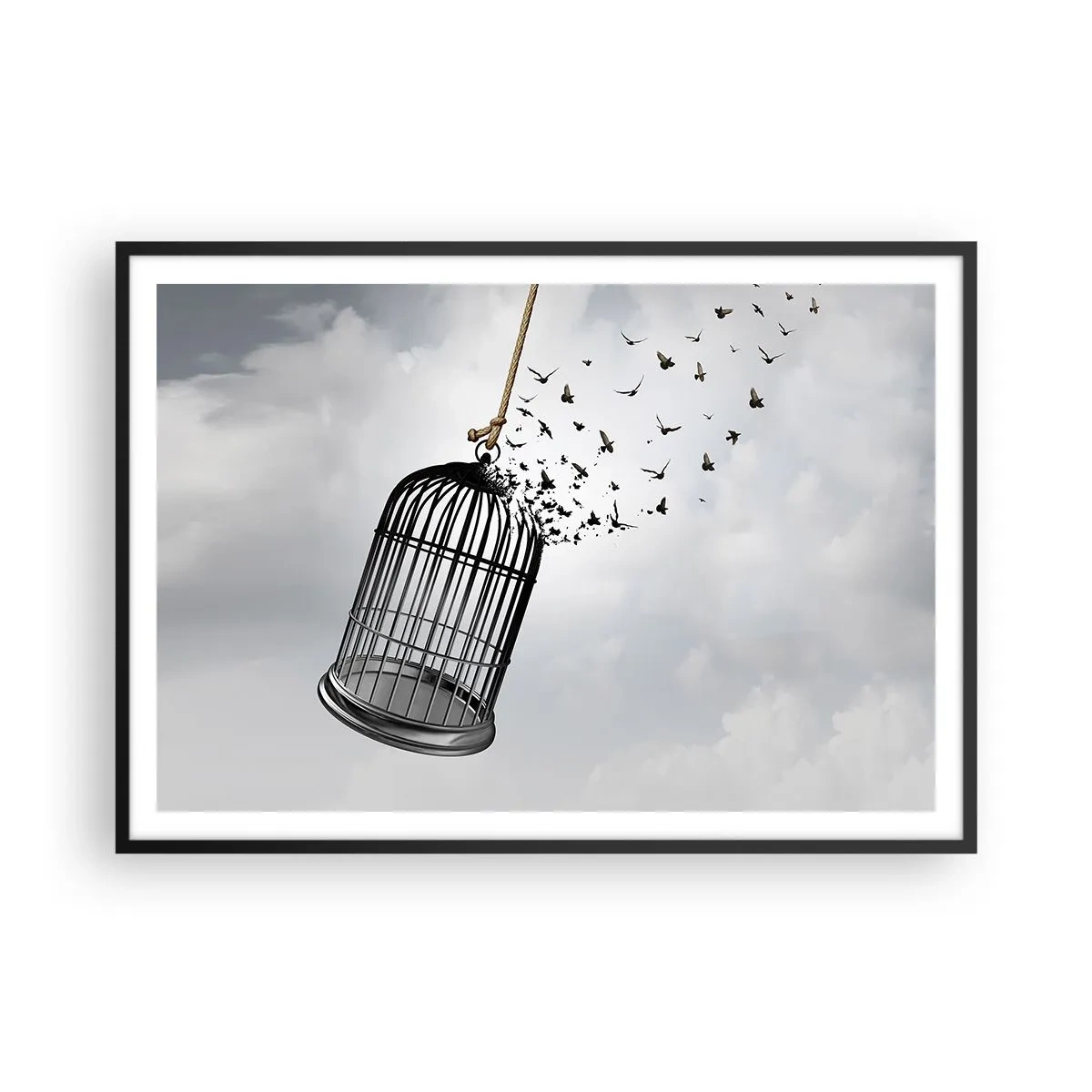Poster in een zwarte lijst - Geloof ... Hoop ... Vrijheid! - 100x70 cm