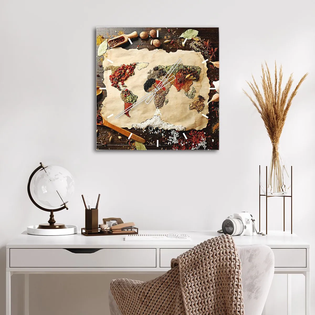 Wandklok - Klok - Alle smaken van de wereld - 30x30 cm