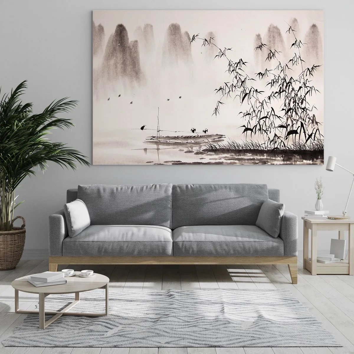 Schilderen op glas - De stilte van de rijstvelden - 120x80 cm