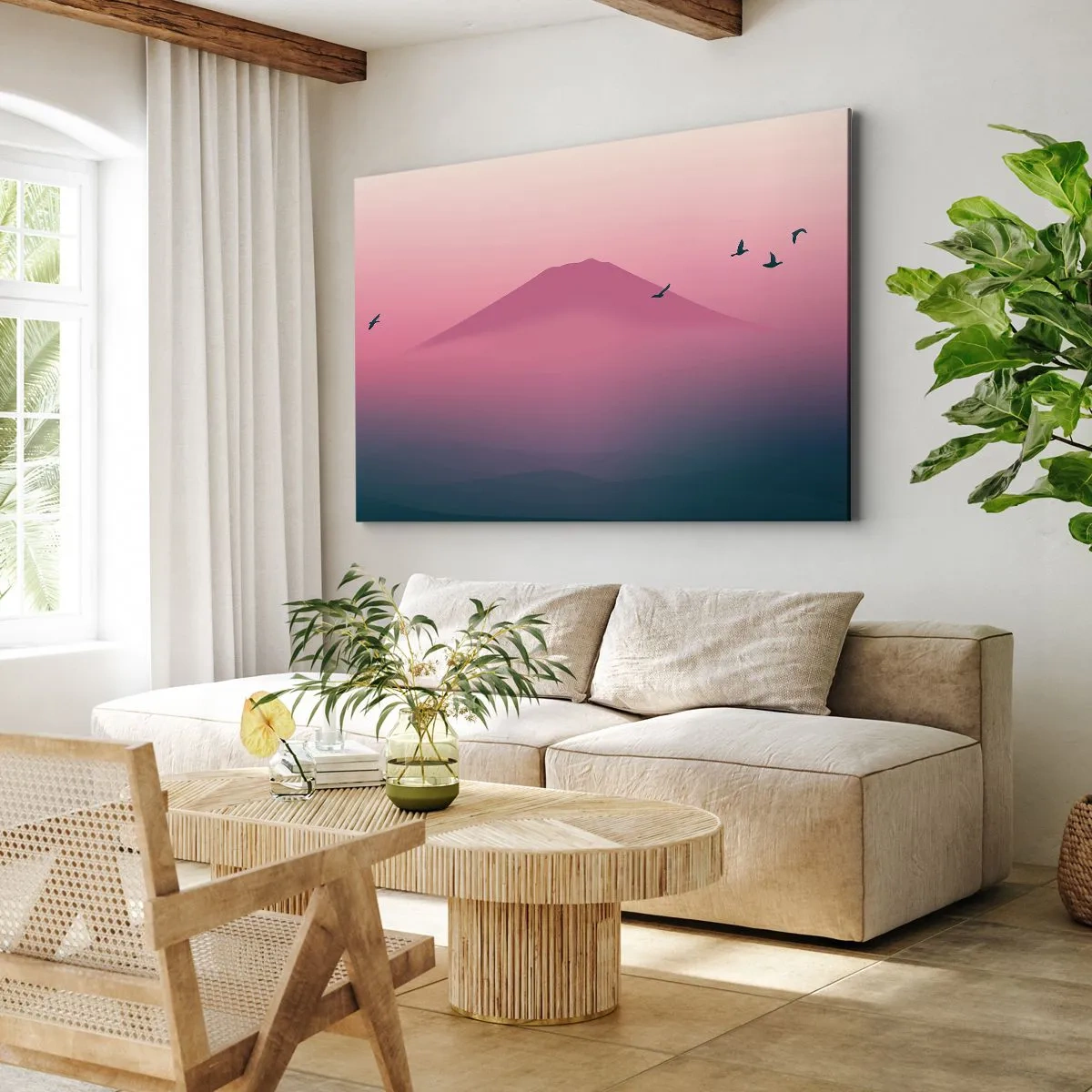 Schilderen op canvas - Wandelaars boven de wolken - 120x80 cm