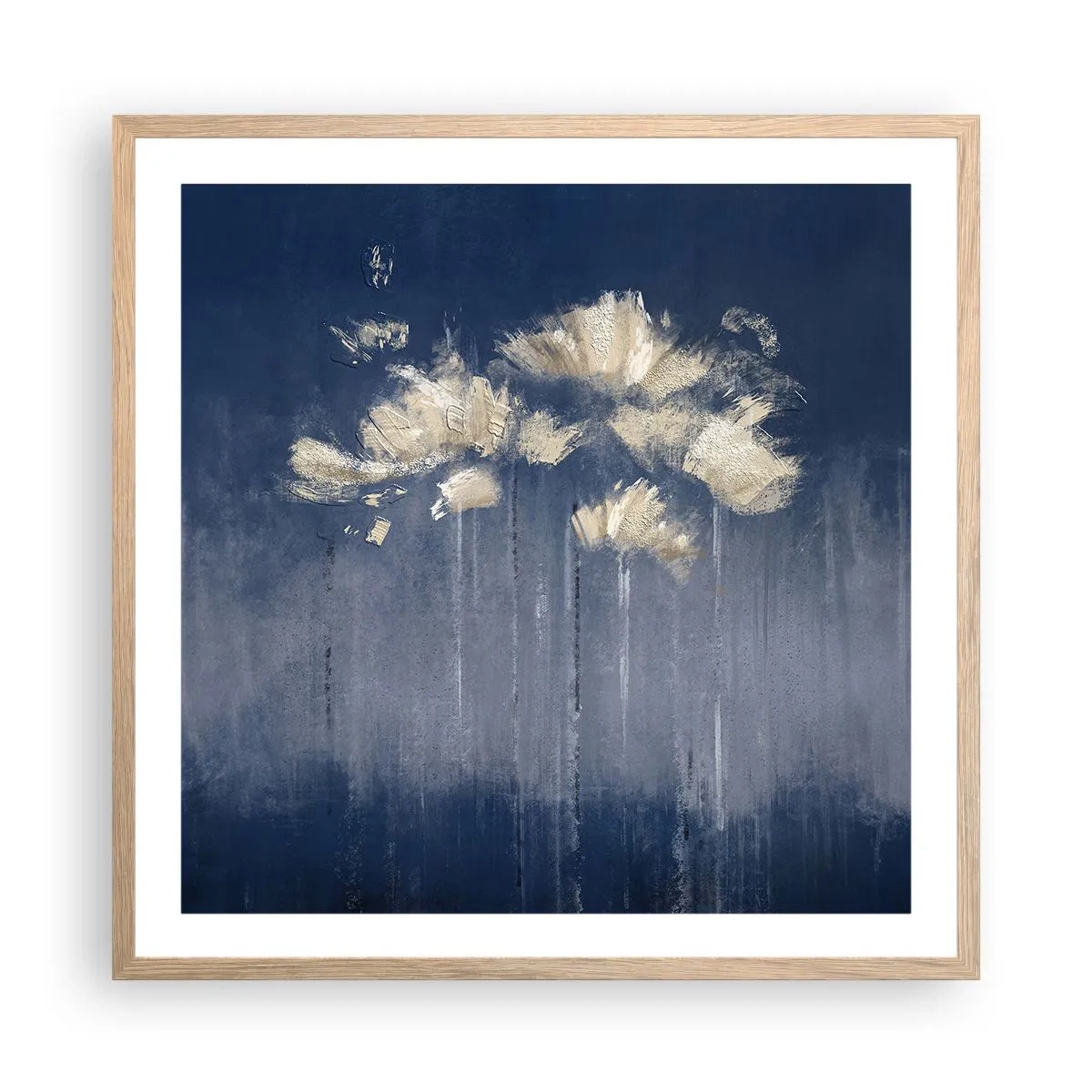 Een poster in een licht eiken lijst - Als bloemblaadjes in de wind - 60x60 cm