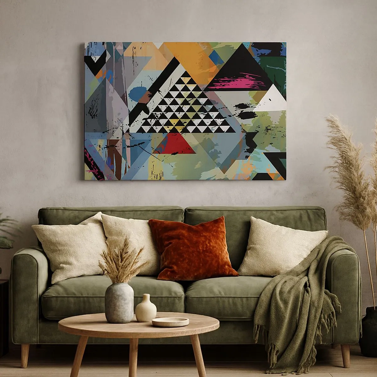Schilderen op canvas - Een abstracte compositie van geometrische vormen en kleuren. - 70x50cm - Hoe gemakkelijk is het - Moderne wanddecoratie voor woonkamer en slaapkamer ARTTOR