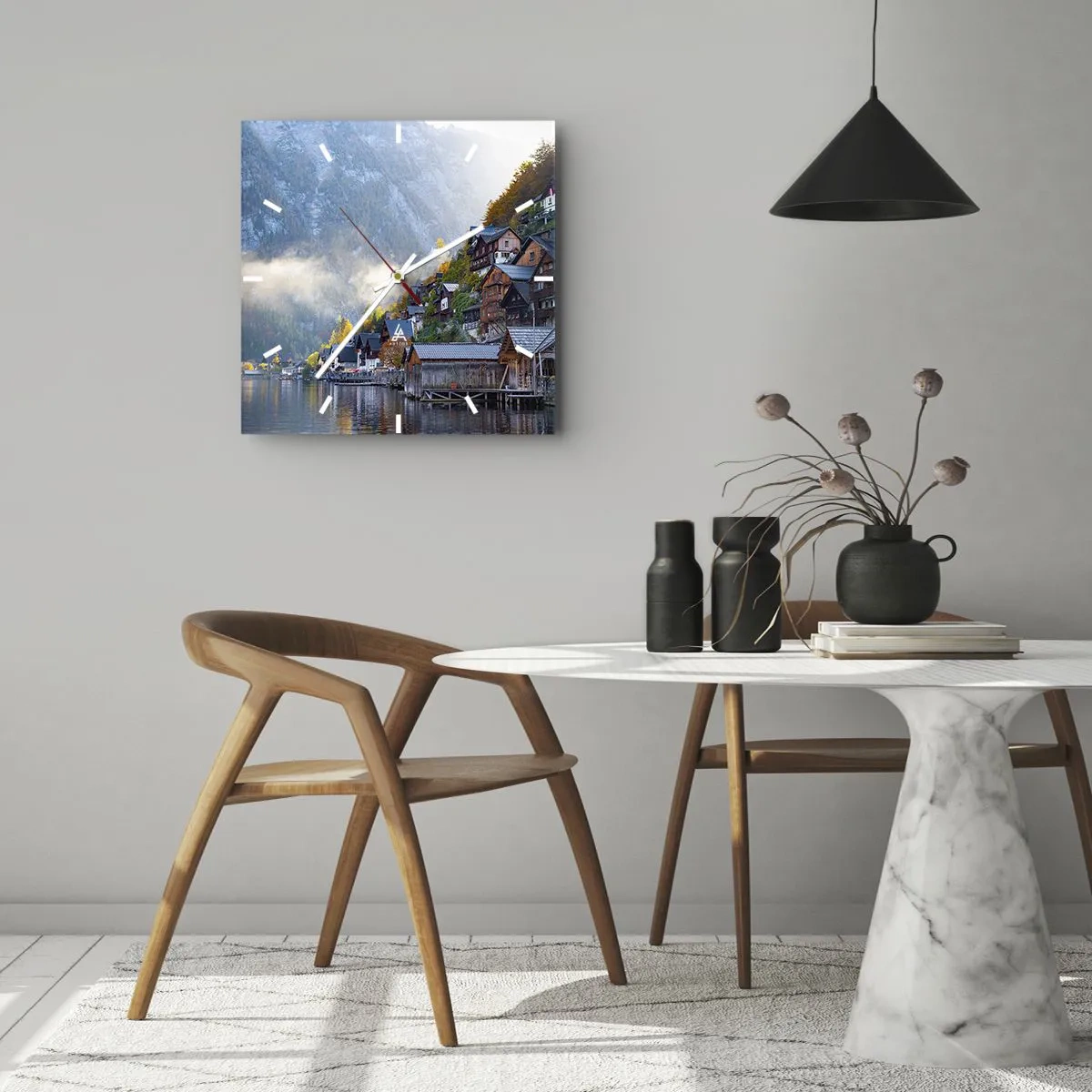 Wandklok - Klok - Alpine sfeer - 40x40 cm