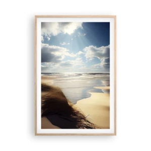 Een poster in een licht eiken lijst - Strand, wild strand - 61x91 cm