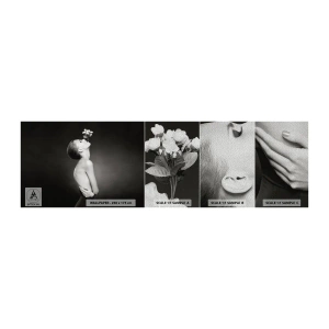Fotobehang Monster Premium Sand - Excentrieke elegantie - Lichaam, Bloemen, Model - 100x30 cm
