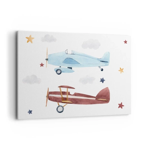 Schilderen op canvas - Meneer Piloot, we wachten! - 100x70 cm