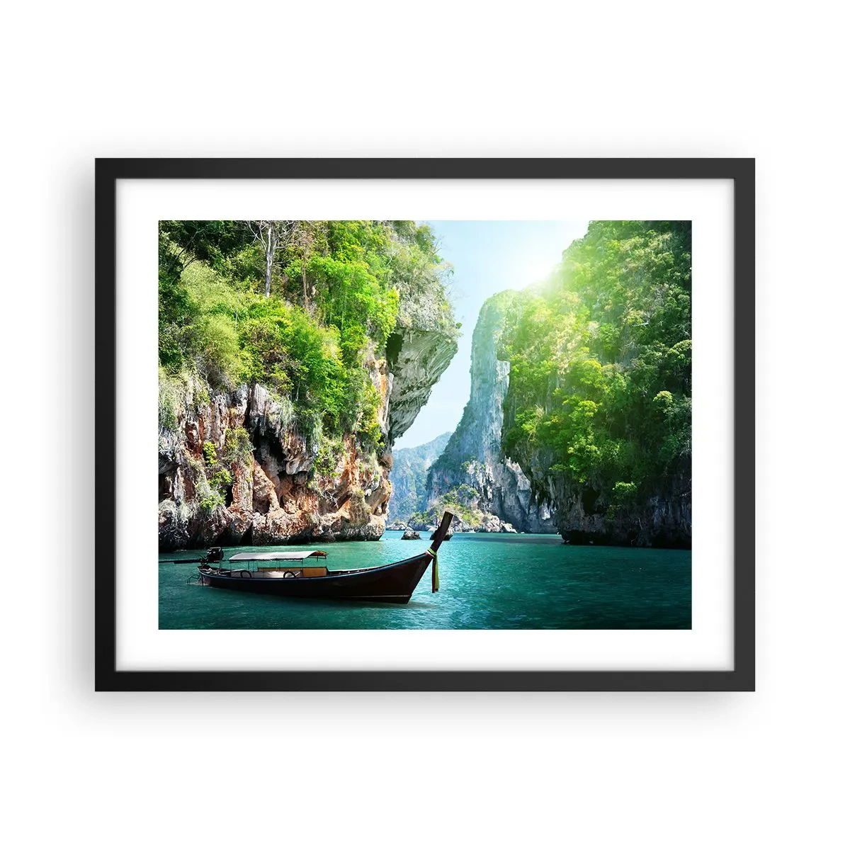 Poster in een zwarte lijst - Een uitnodiging voor een exotische reis - 50x40 cm