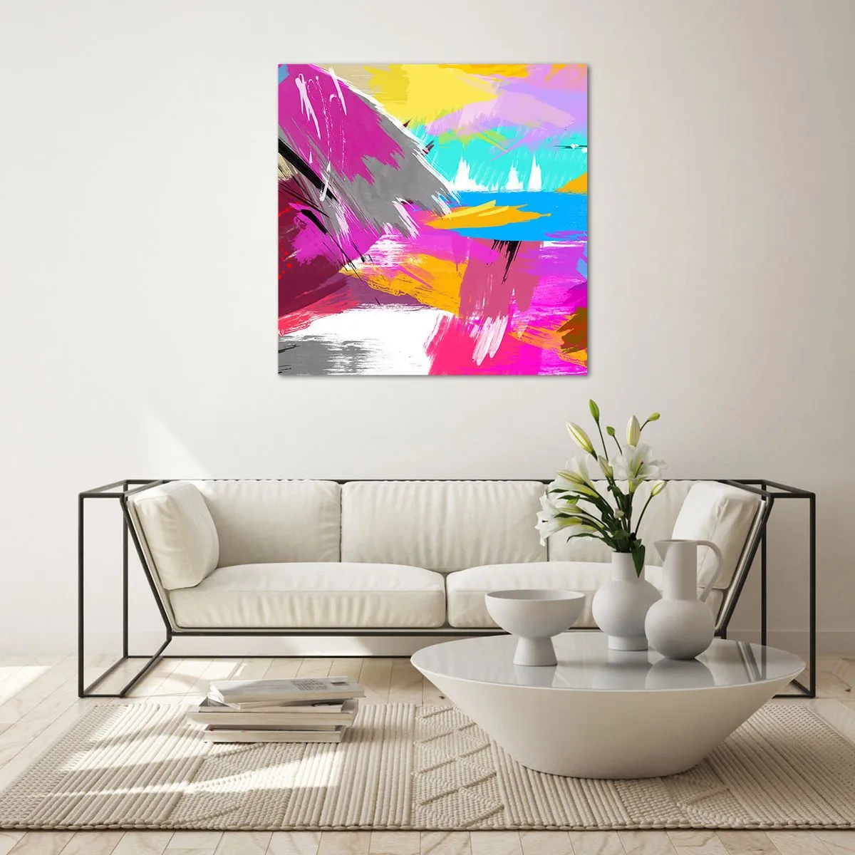 Schilderen op glas - Man, man, man en weer man - 40x40 cm