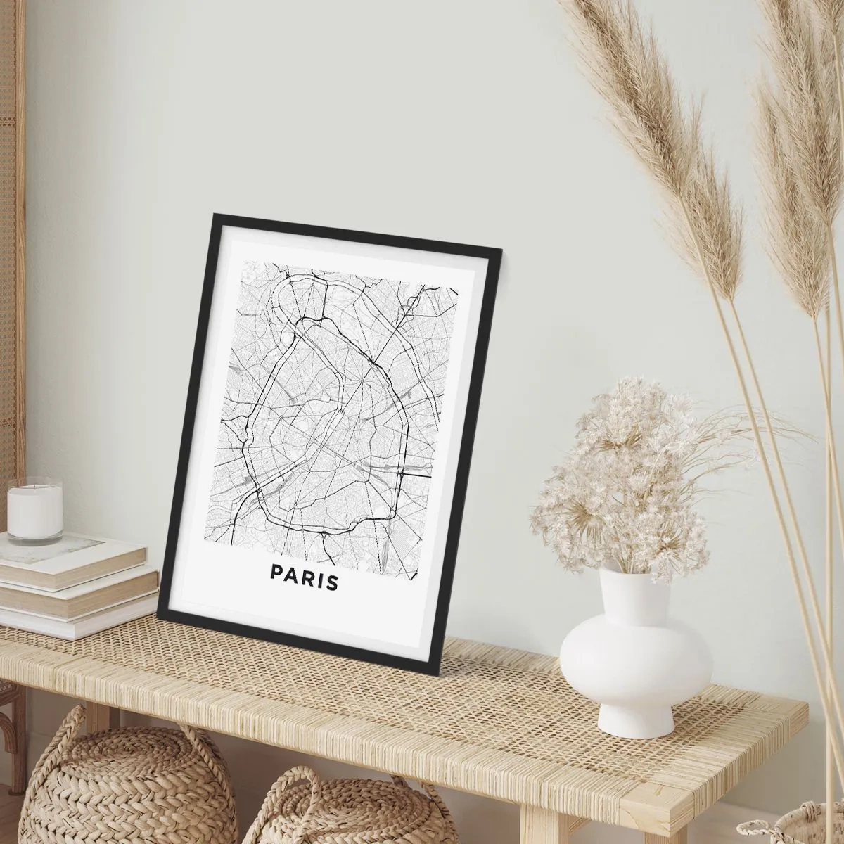 Poster in een zwarte lijst - Parijs bloem - 30x40 cm