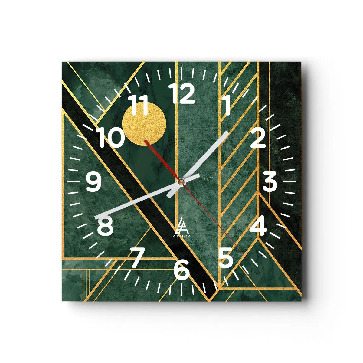 Wandklok - Klok - Dynamiek van goud en azuur - 40x40 cm