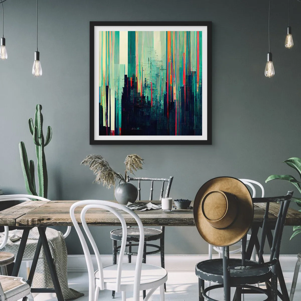 Poster in een zwarte lijst - Futuristische stad - 30x30 cm