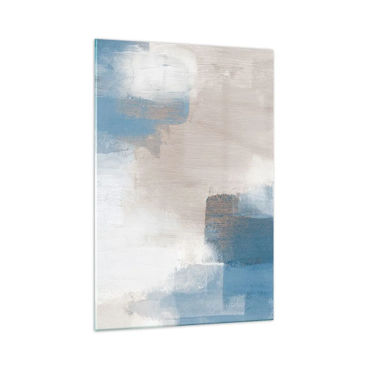 Schilderen op glas - Roze abstractie achter een blauw gordijn - 70x100 cm