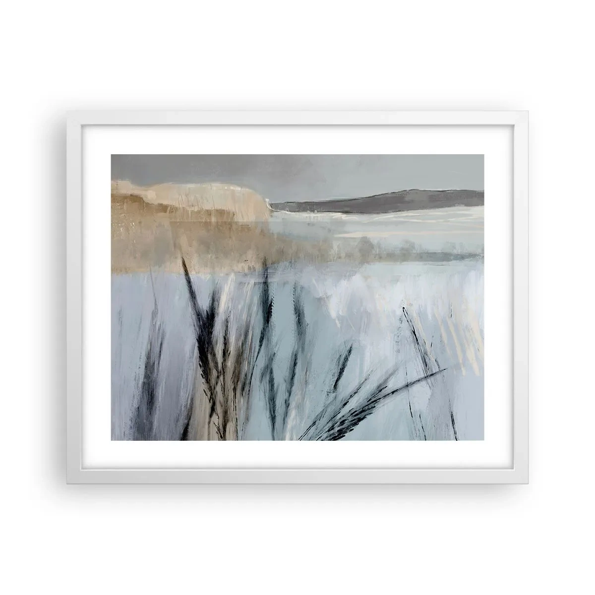 Poster in een witte lijst - Wintervelden - 50x40 cm