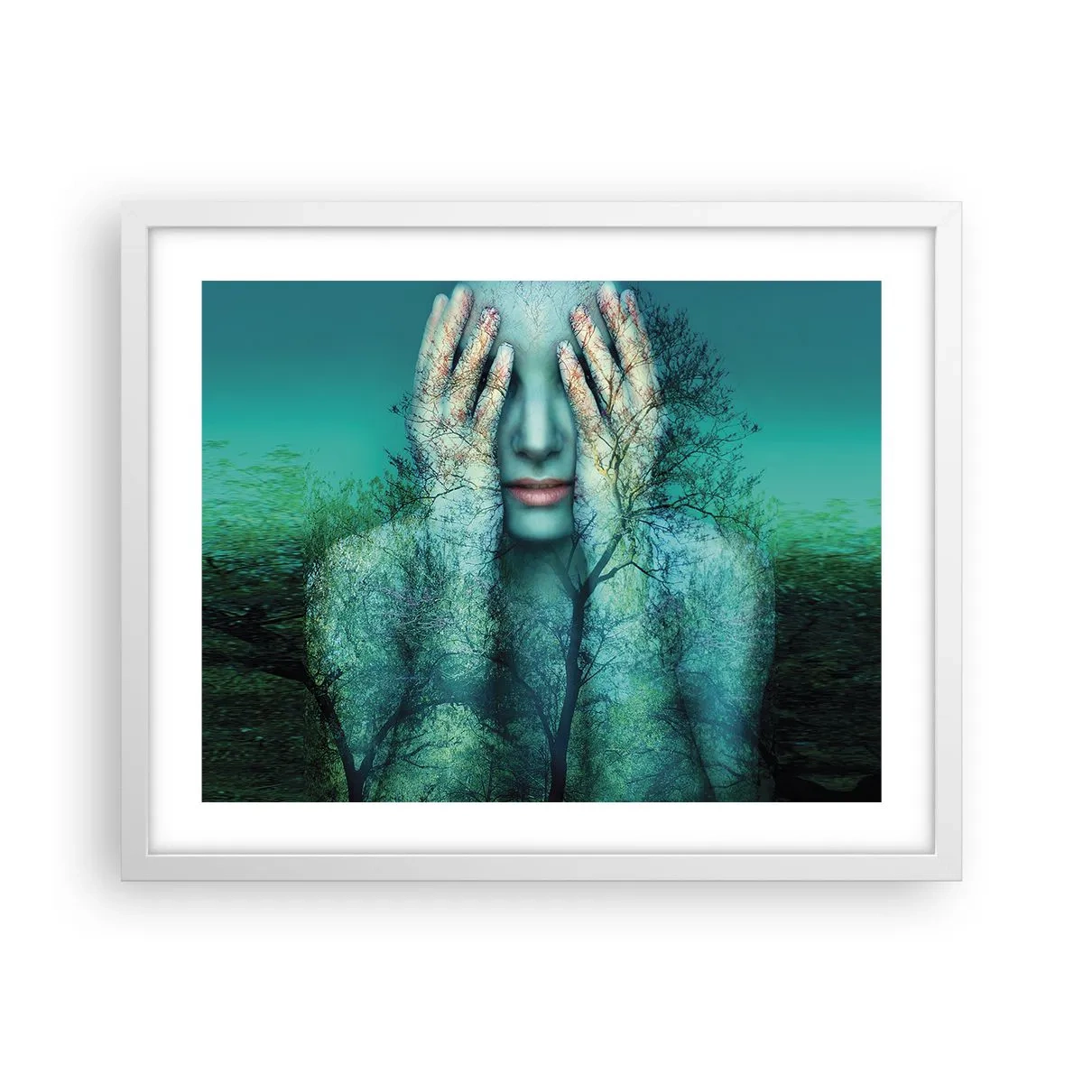 Poster in een witte lijst - Ondergedompeld in blauw - 50x40 cm