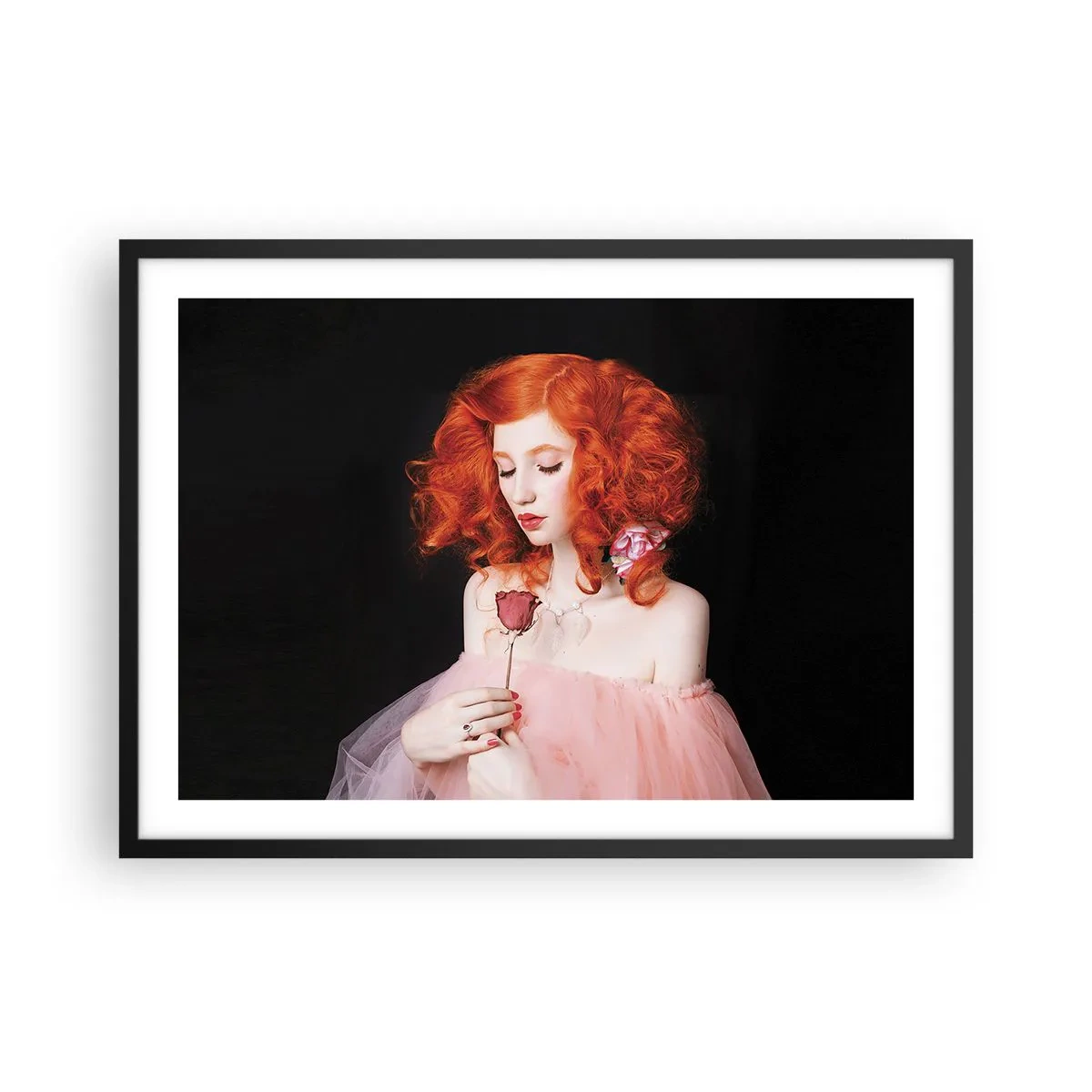 Poster in een zwarte lijst - In barokstijl - 70x50 cm