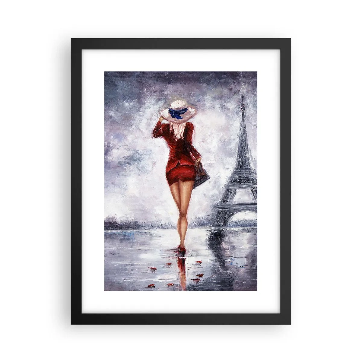 Poster in een zwarte lijst - Parijs symbolen - 30x40 cm