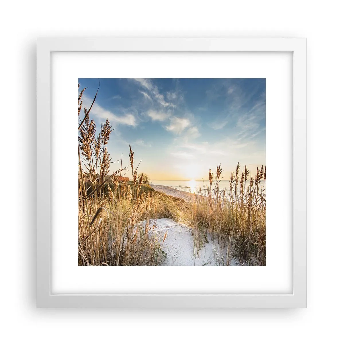 Poster in een witte lijst - Noord strand - 30x30 cm