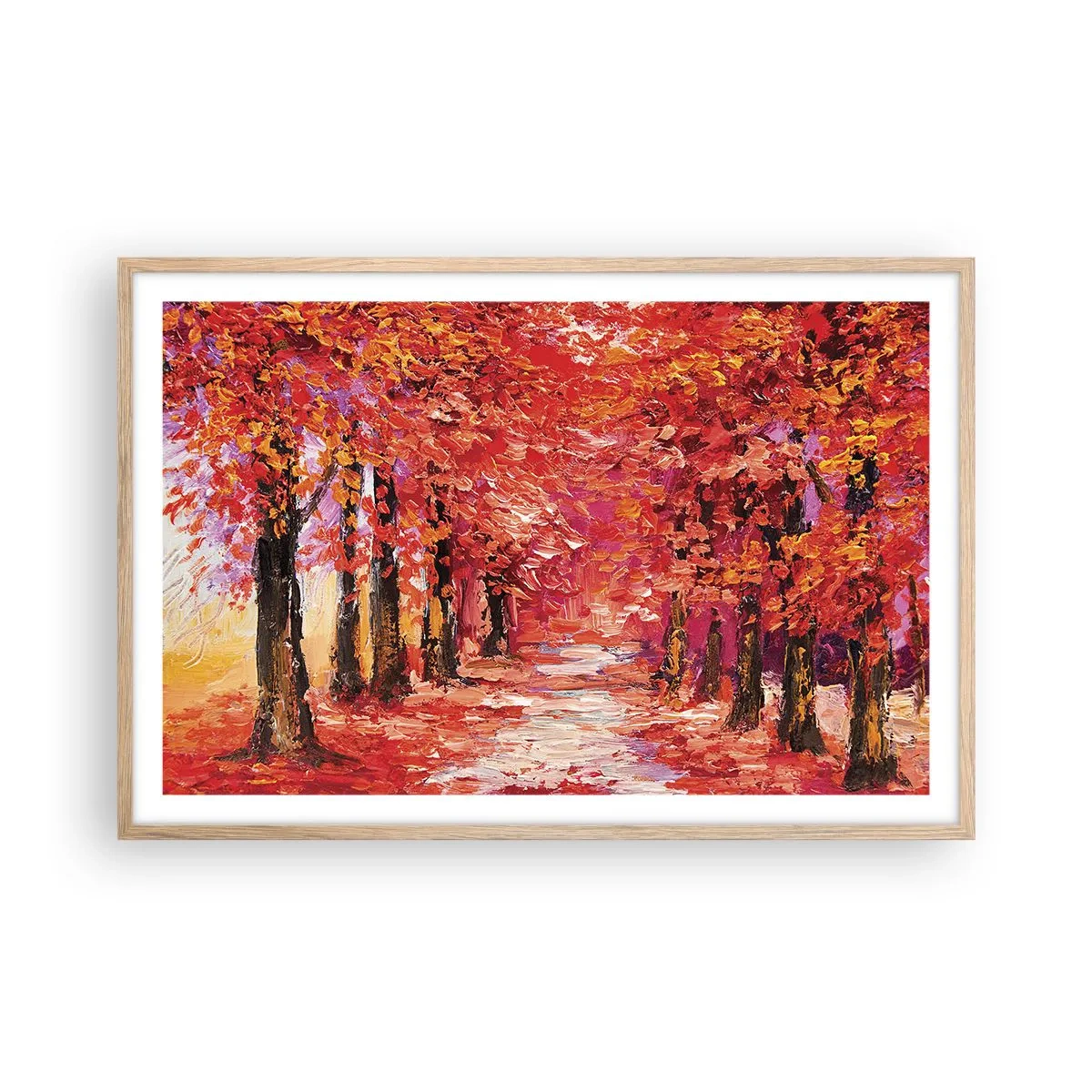 Een poster in een licht eiken lijst - Herfst impressie - 91x61 cm