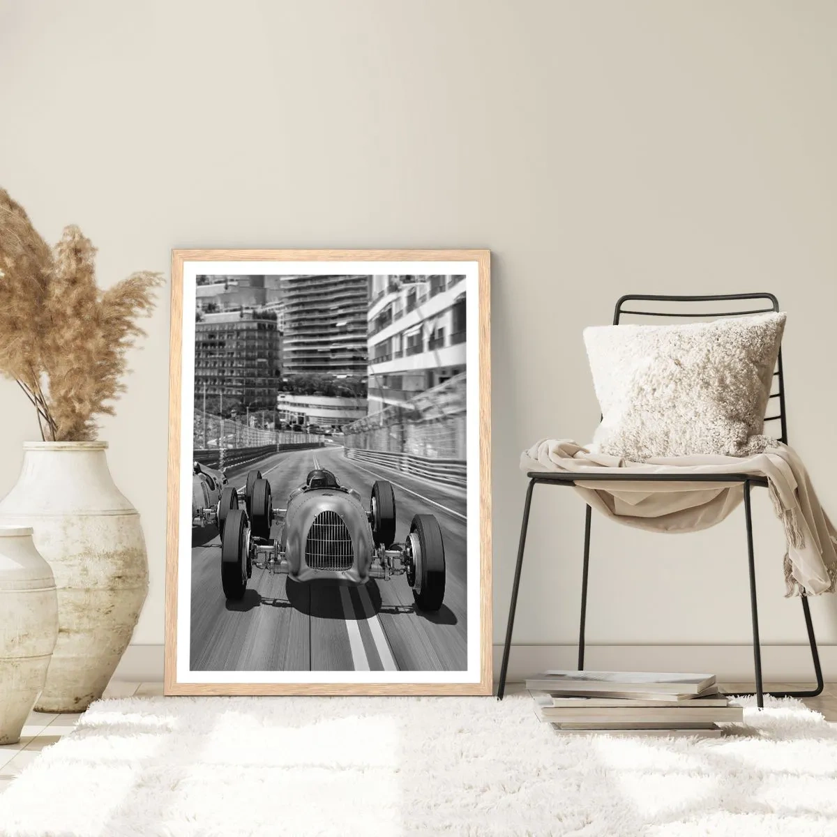 Een poster in een licht eiken lijst - Lang geleden in Monte Carlo - 70x100 cm