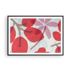 Poster in een zwarte lijst - Bloemstuk in roze - 100x70 cm