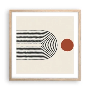Een poster in een licht eiken lijst - Magnetisme van vormen en kleuren - 50x50 cm
