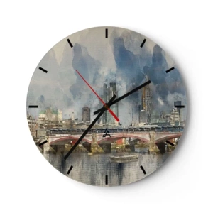 Wandklok - Klok - London Bridge en skyline in aquarelstijl - 30x30cm - Londen in al zijn glorie - Moderne wanddecoratie voor woonkamer, keuken en slaapkamer ARTTOR